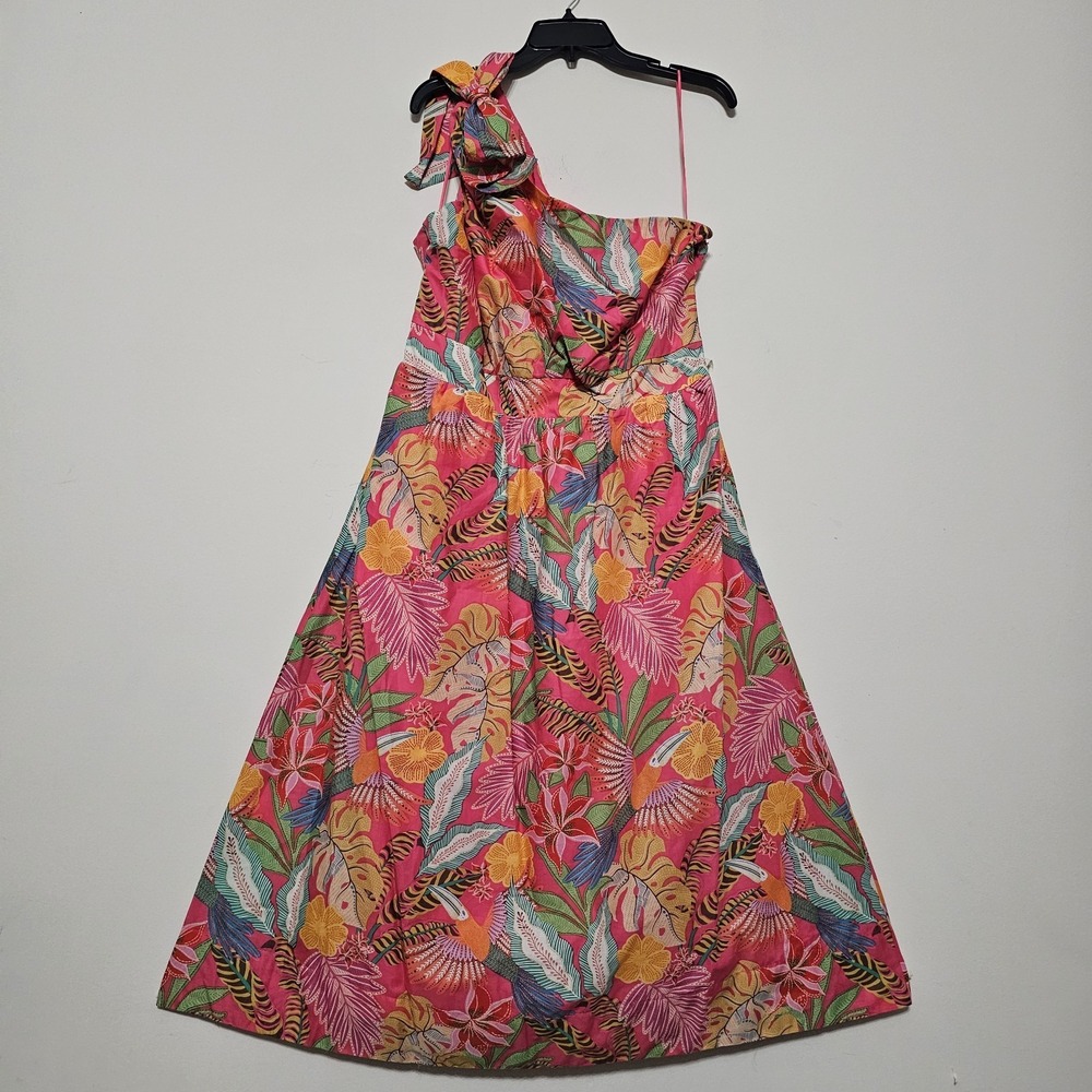 Gibson Latimer Women's Dress XL Pink One-Shoulder Bow-Tie A-line Pocket  New 293